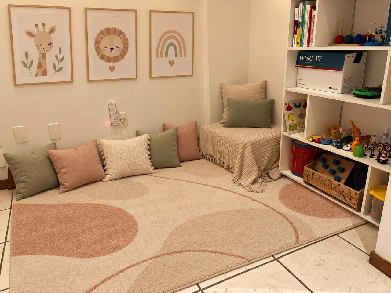 Sala infantil com recursos de aprendizagem na Maesther
